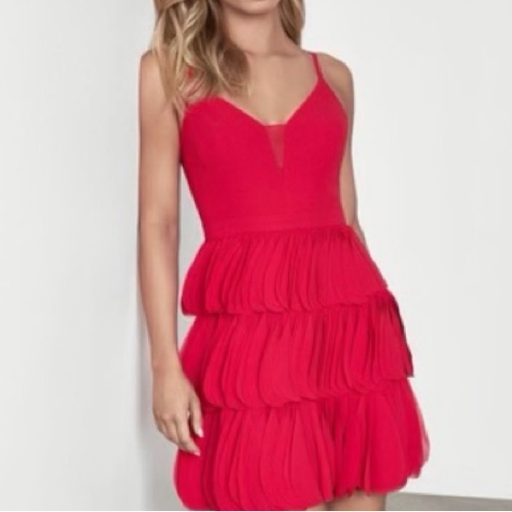 NWT BCBGMAXAZRIA Red Chiffon Party Dress